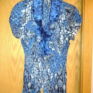 Blue Pebble Ruffled Blouse
